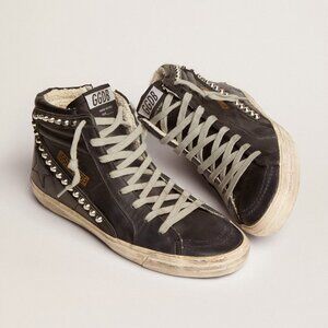 Golden Goose Women's Slide Black with Studs 38 VGUC w/ Box & Dust Bag